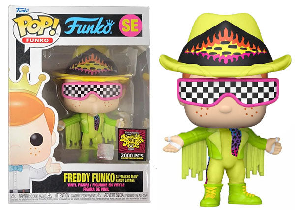 Limited Edition Freddy Funko Figurine as Macho Man Randy Savage Special Edition - Blacklight Battle, Only 2000 Made, Condition Rating: 7.5/10