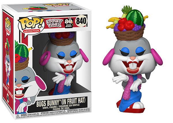Funko Pop! Looney Tunes Bugs Bunny Figurine Wearing a Fruit Hat with a 7.5 out of 10 Damage Rating