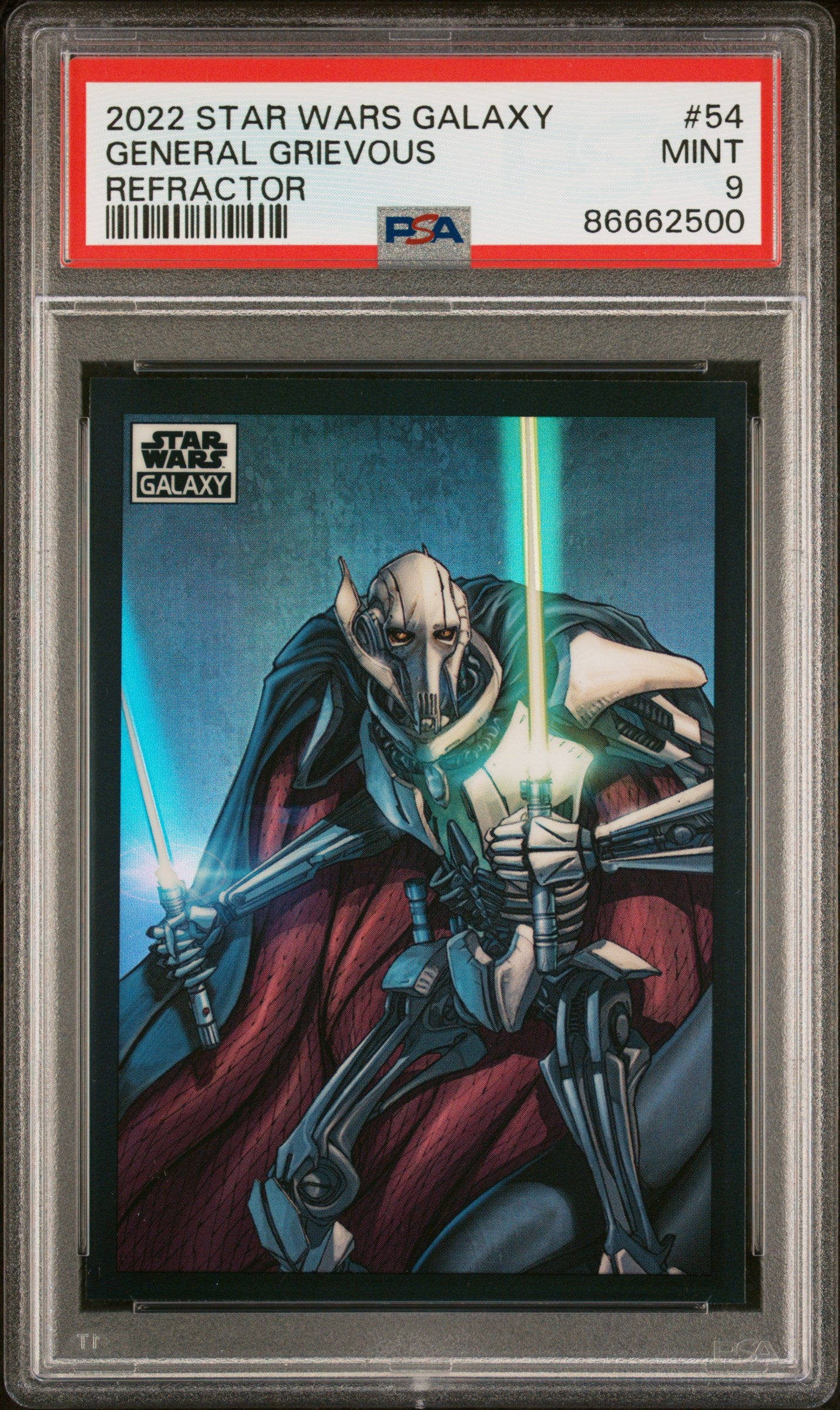 2022 TOPPS CHROME STAR WARS GALAXY GENERAL GRIEVOUS REFRACTOR #54 - PSA 9
